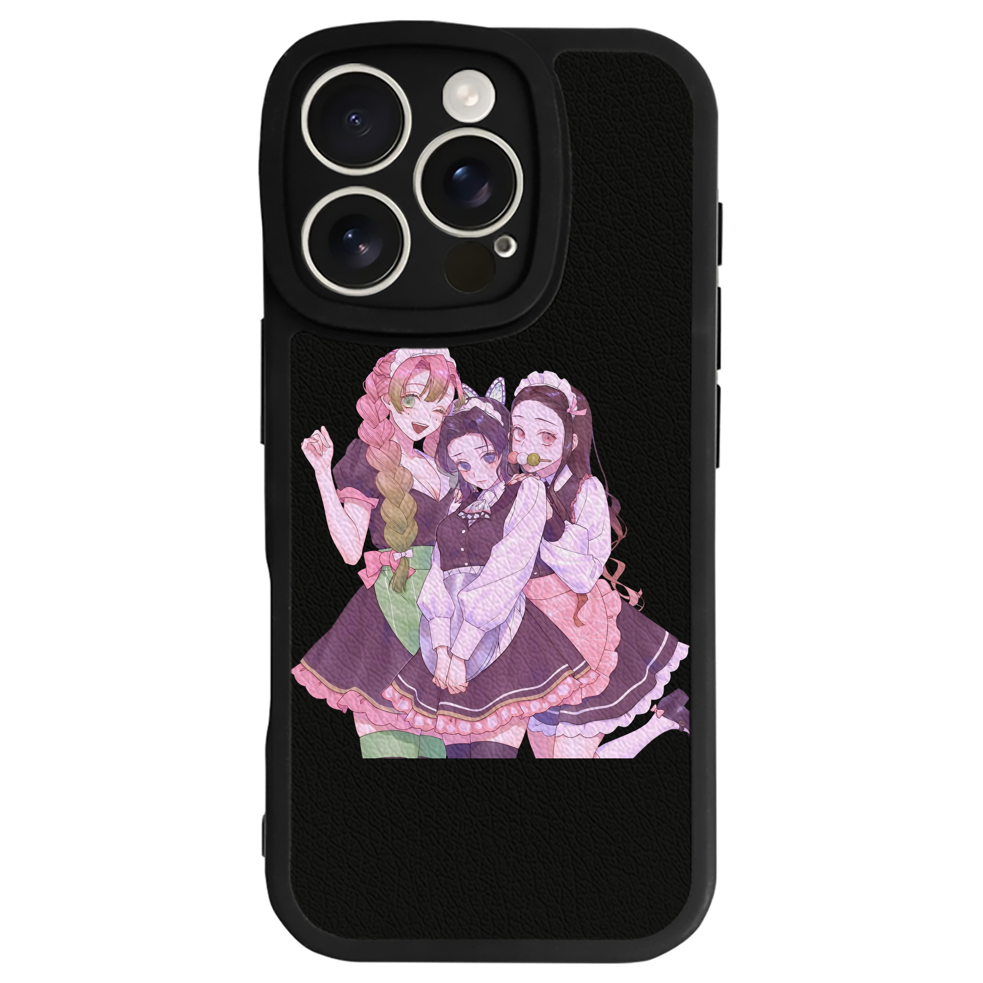 （画像用） 鬼滅の刃（きめつのやいば）蟲柱-胡蝶 しのぶ／こちょう しのぶ Kochou Shinobu 【iPhone 16シリーズ対応】シリコンスマホケース（レザー調） 材質：シリコン